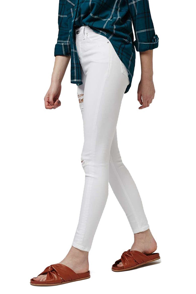 'Jamie - Super Ripped' High Waist Skinny Jeans, Main, color, WHITE