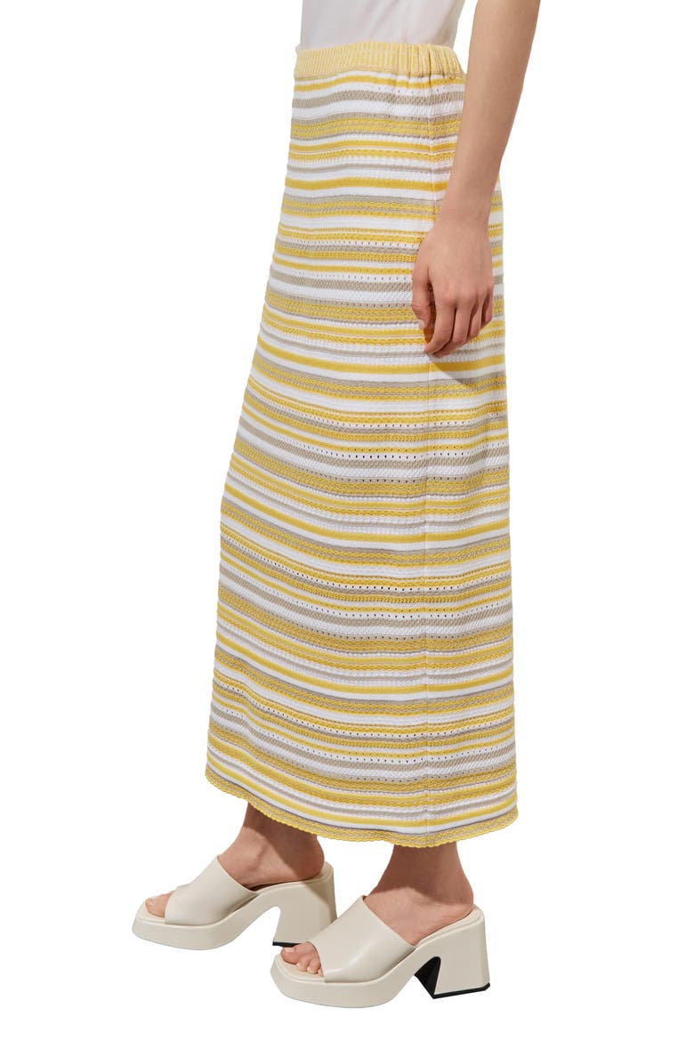 Stripe Knit Maxi Skirt, Alternate, color, PALE MARIGOLD/LIMESTONE/WHITE