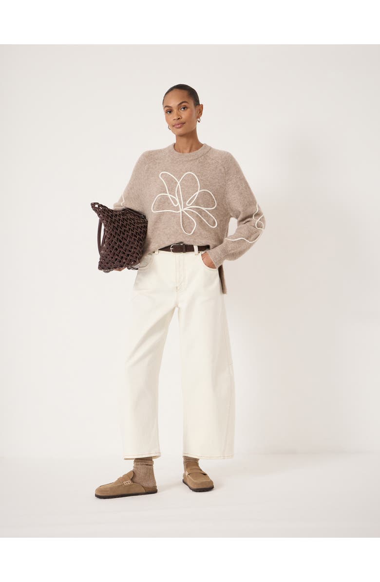 Hush Wool Blend Flower Motif Jumper, Alternate, color, Oatmeal Marl