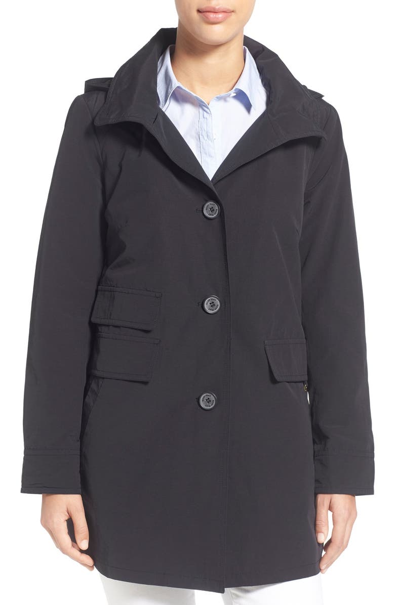 Ellen Tracy A-Line Sailcloth Coat with Detachable Hood, Main, color, 