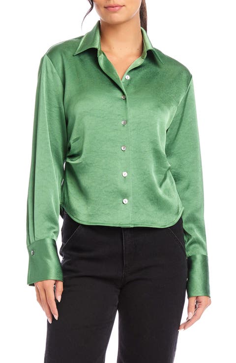 Tawnie Side Pleat Satin Shirt