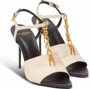 Balmain Sync Leather Sandals With Heel