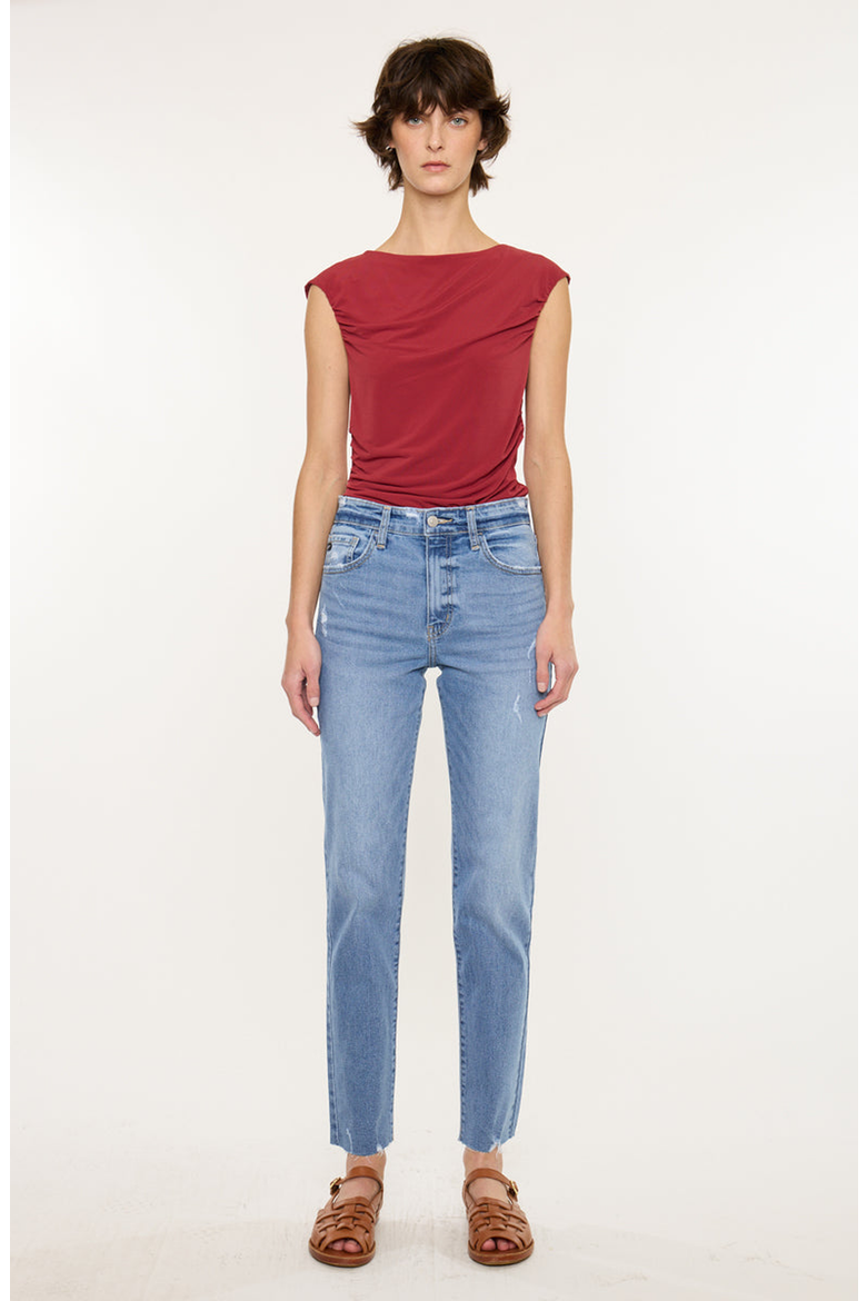 Ariana Essentials High Rise Straight Leg Jeans, Alternate, color, Medium Wash