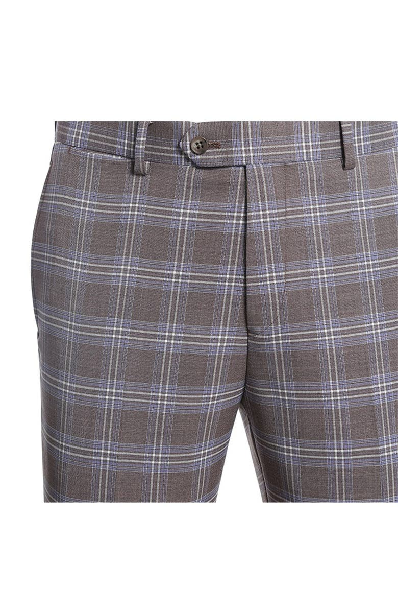 English Laundry Brown Plaid Two Button Notch Lapel Slim Fit Vest Suit, Alternate, color, 