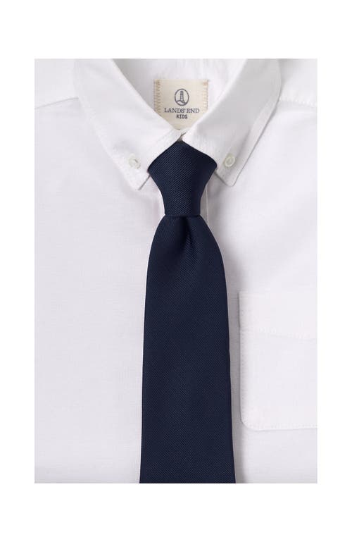Lands' End School Uniform Kids Stripe Pre Tied Tie In Classic Navy