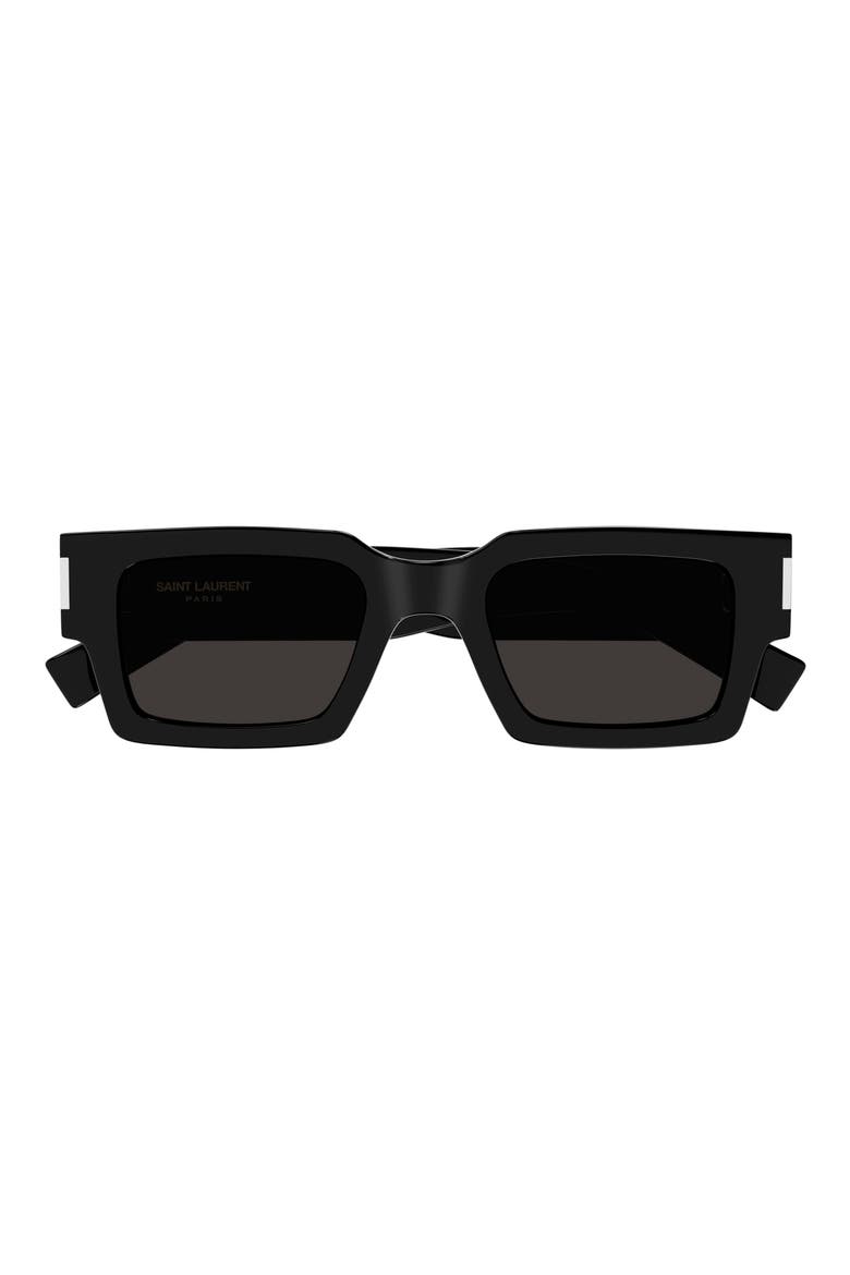 50mm Rectangular Sunglasses, Main, color, BLACK