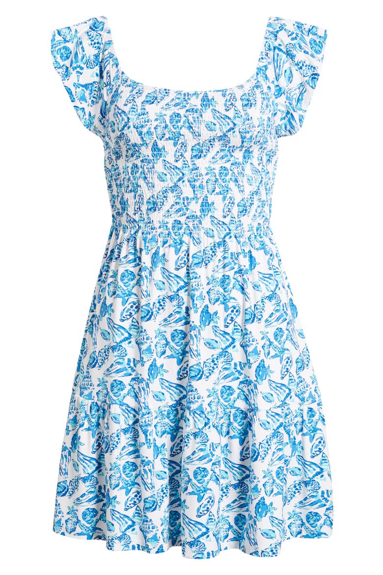 Jilly UPF 50+ Nautical Print Minidress, Alternate, color, RESORT WHITE SHELL COLLECTOR