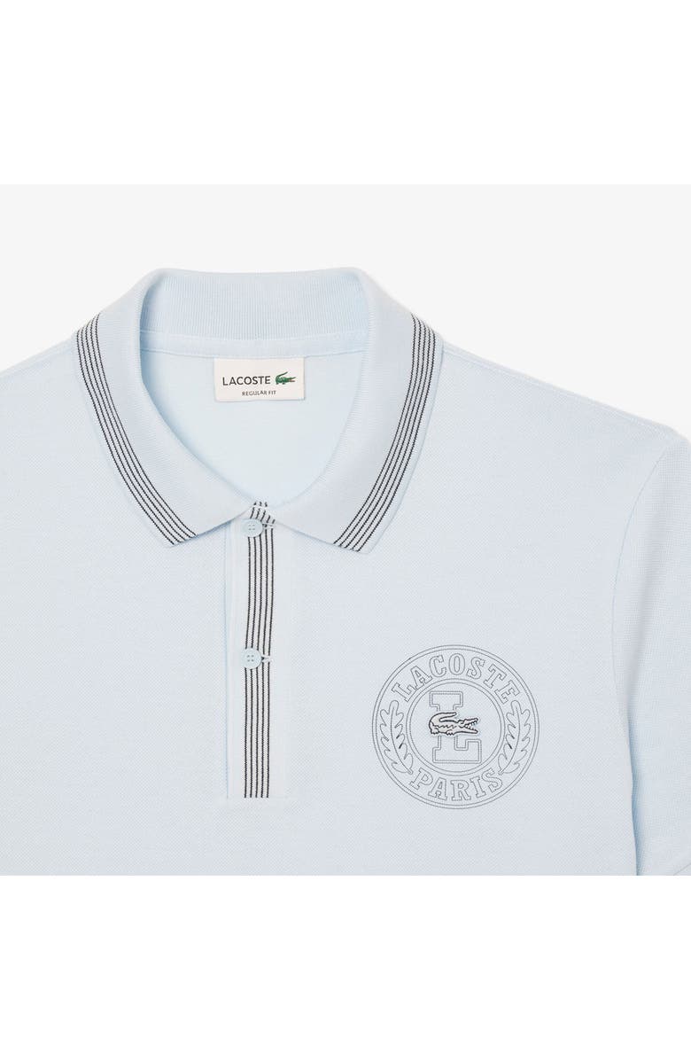Lacoste Croc Embroidered Cotton Piqué Polo, Alternate, color, Light Blue