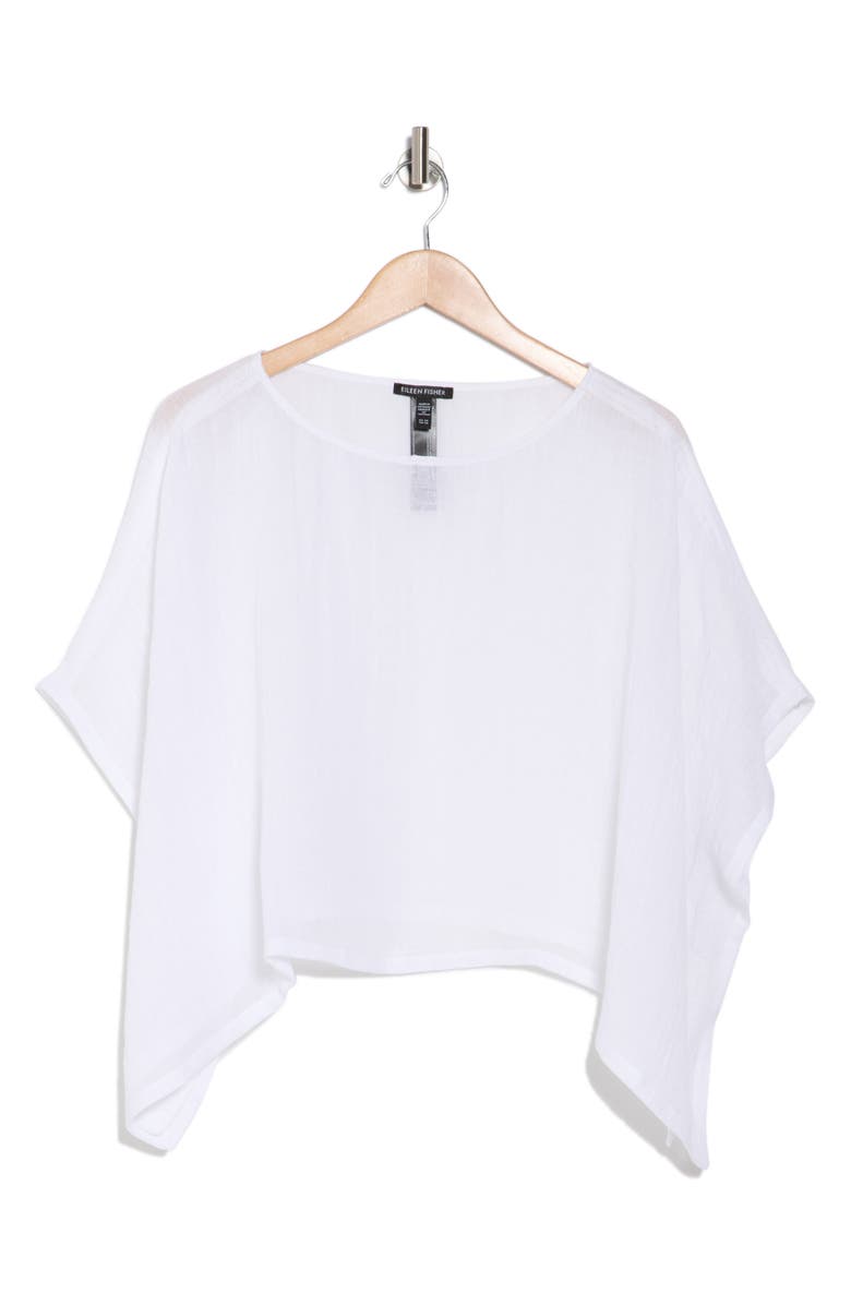 Eileen Fisher Bateau Neck Short Sleeve Organic Linen Crop Top, Alternate, color, 