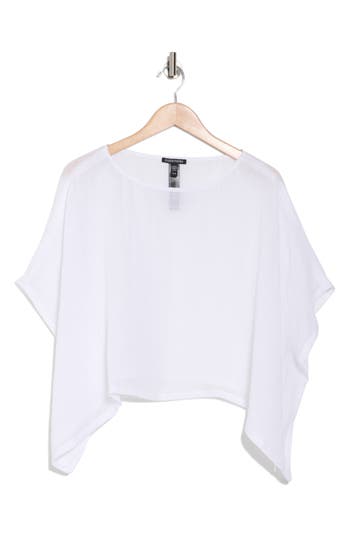 Eileen Fisher Bateau Neck Short Sleeve Organic Linen Crop Top
