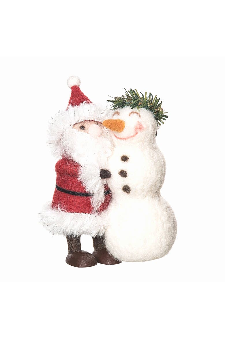 Santa With Snowman Figurine, Main, color, White