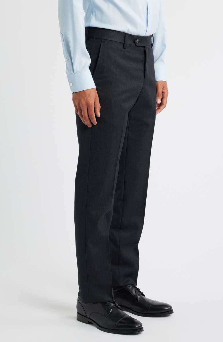 Berle Slim Fit Flat Front Charcoal Grey Super 100s Wool Dress Pants, Alternate, color, Charcoal