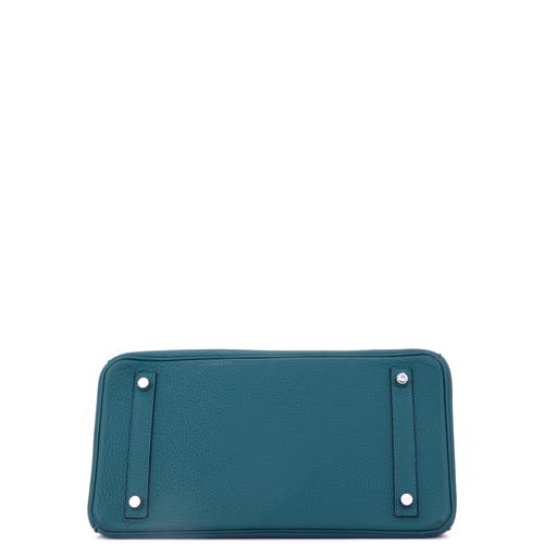 Pre-owned Hermes Hermes Birkin Handbag Green Togo With Palladium Hardware 25 In Blue