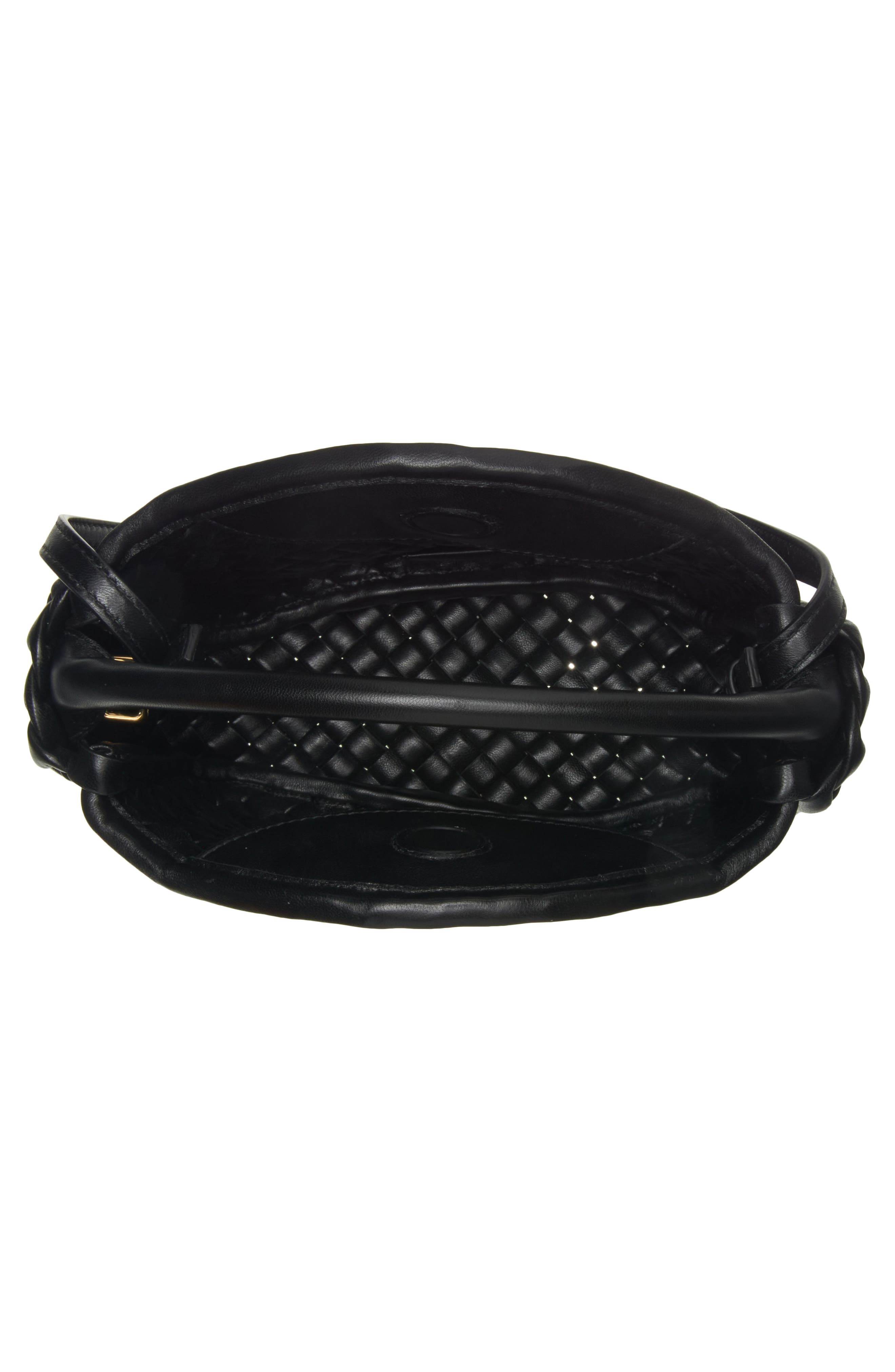 Bottega Veneta Mini Borsa Intrecciato Leather Top Handle Bag, Alternate, color, Black-M Brass