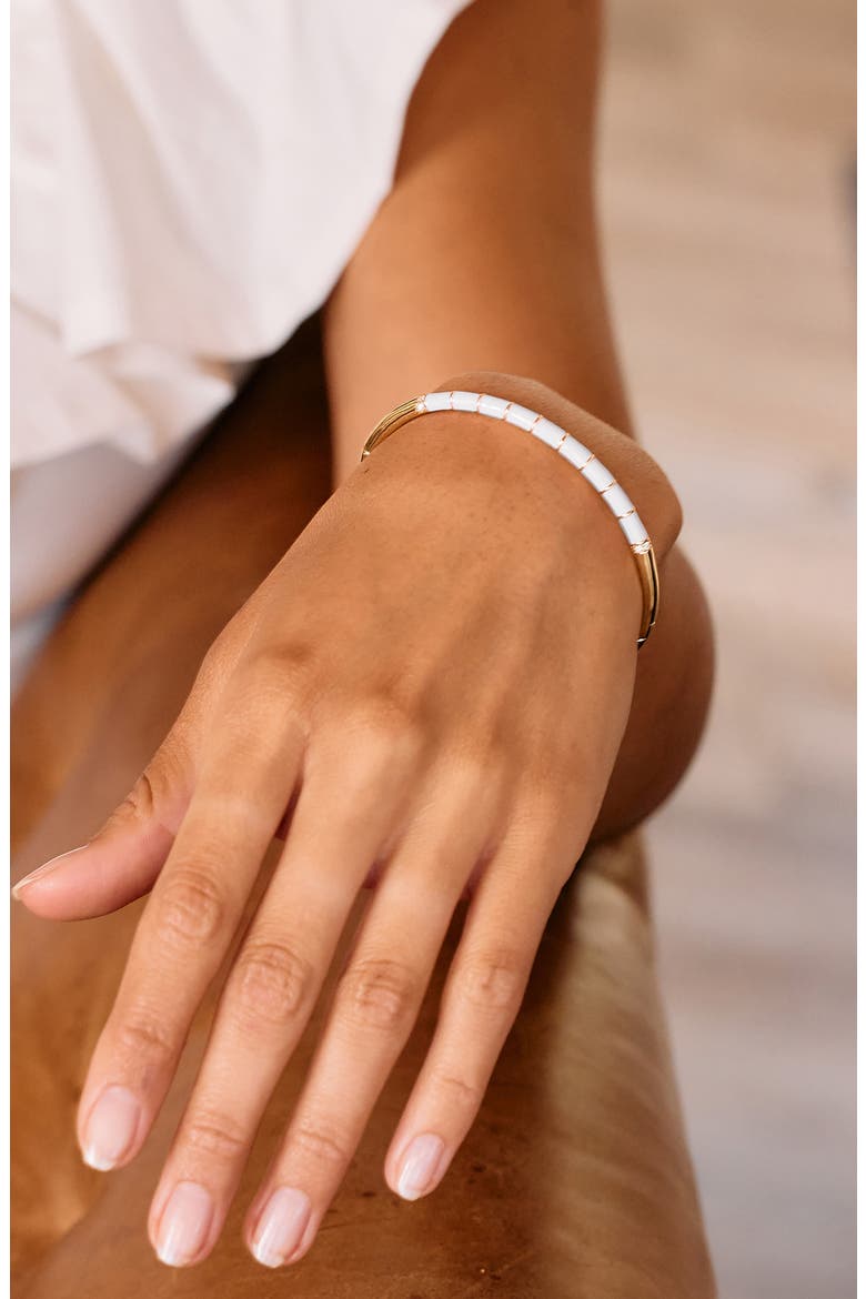 Newport Enamel Bangle, Alternate, color, GOLD/ WHITE