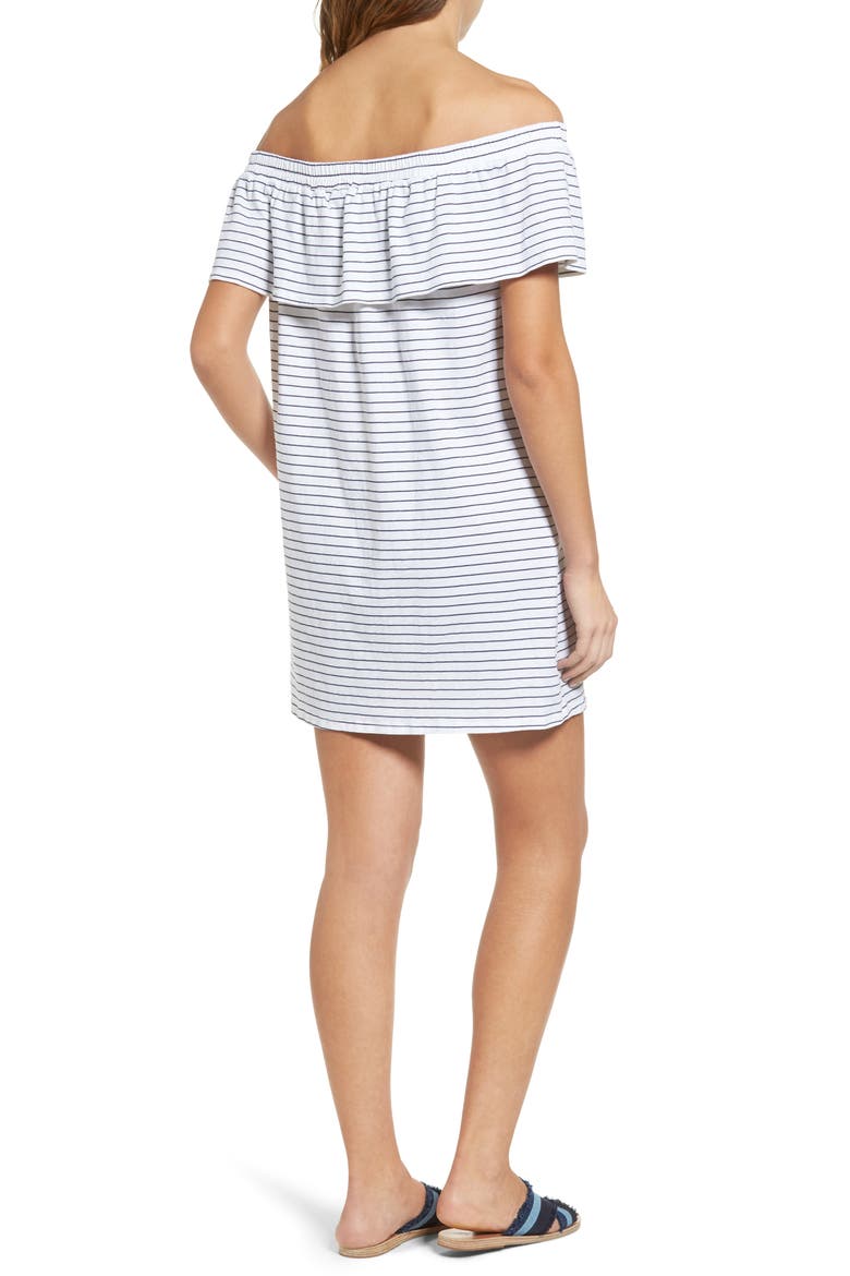 Ruffle Off the Shoulder Dress, Alternate, color, WHITE
