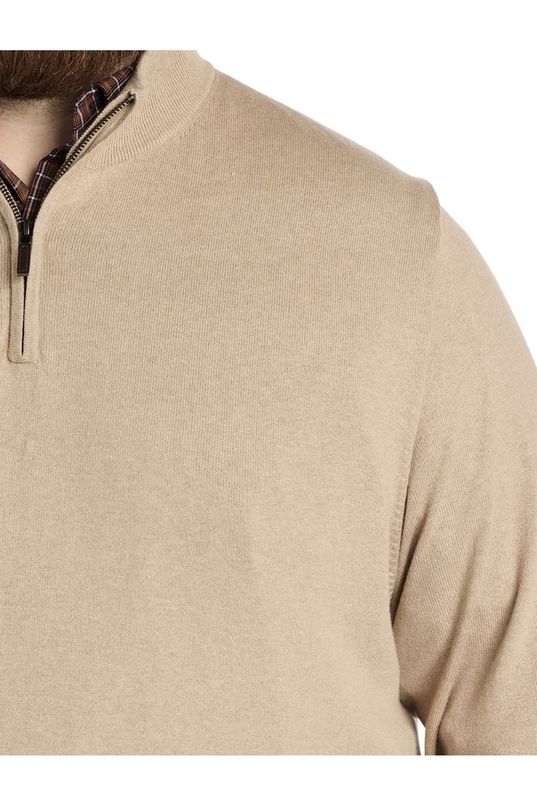 Quarter-Zip Cotton/Cashmere Sweater, Alternate, color, HUMMUS
