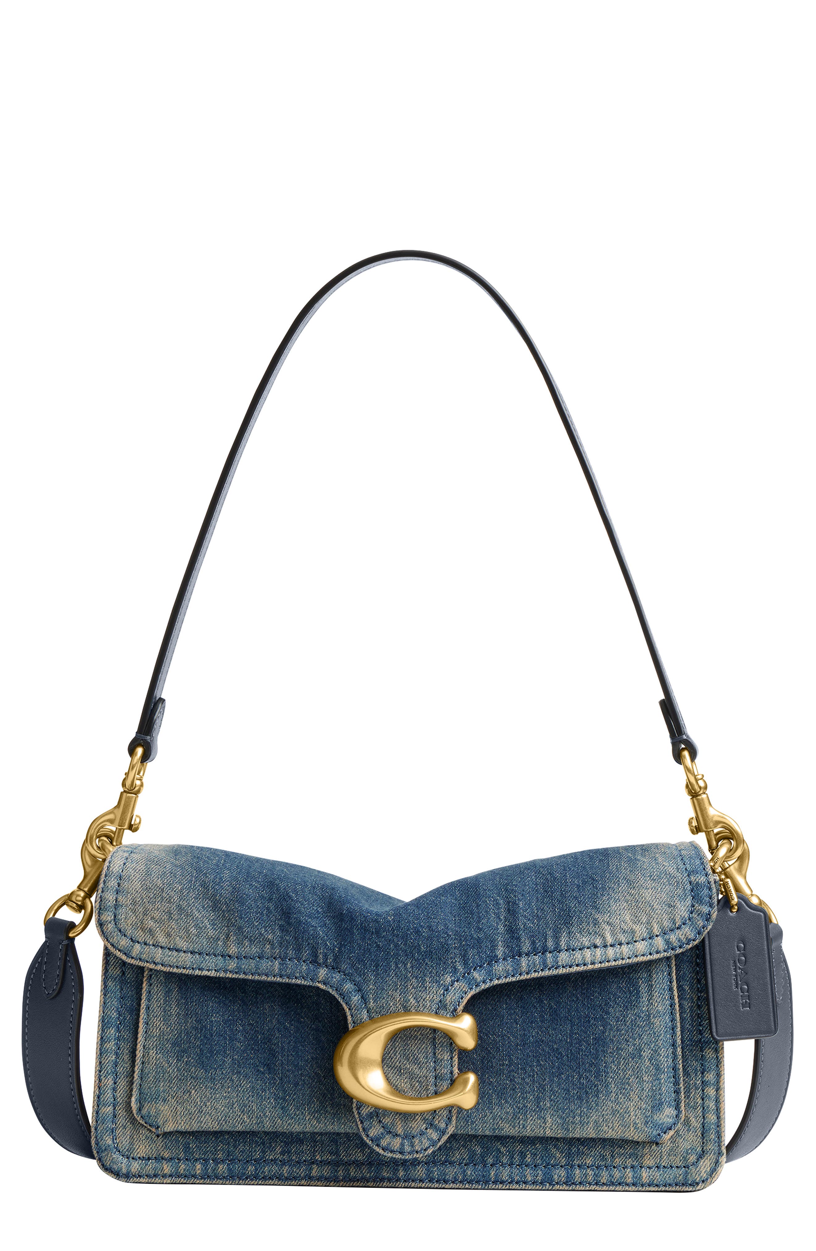 COACH Tabby Soft Loved Denim Shoulder Bag, Main, color, Dark Indigo