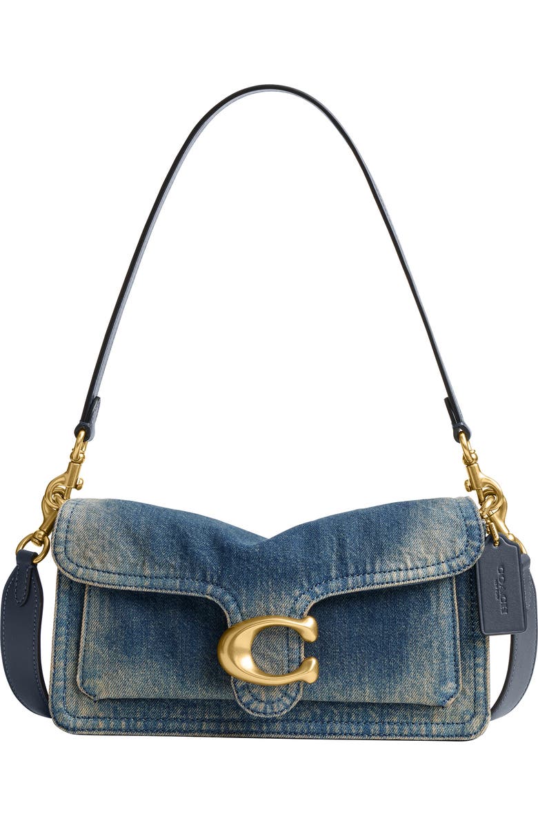 COACH Tabby Soft Loved Denim Shoulder Bag, Main, color, Dark Indigo