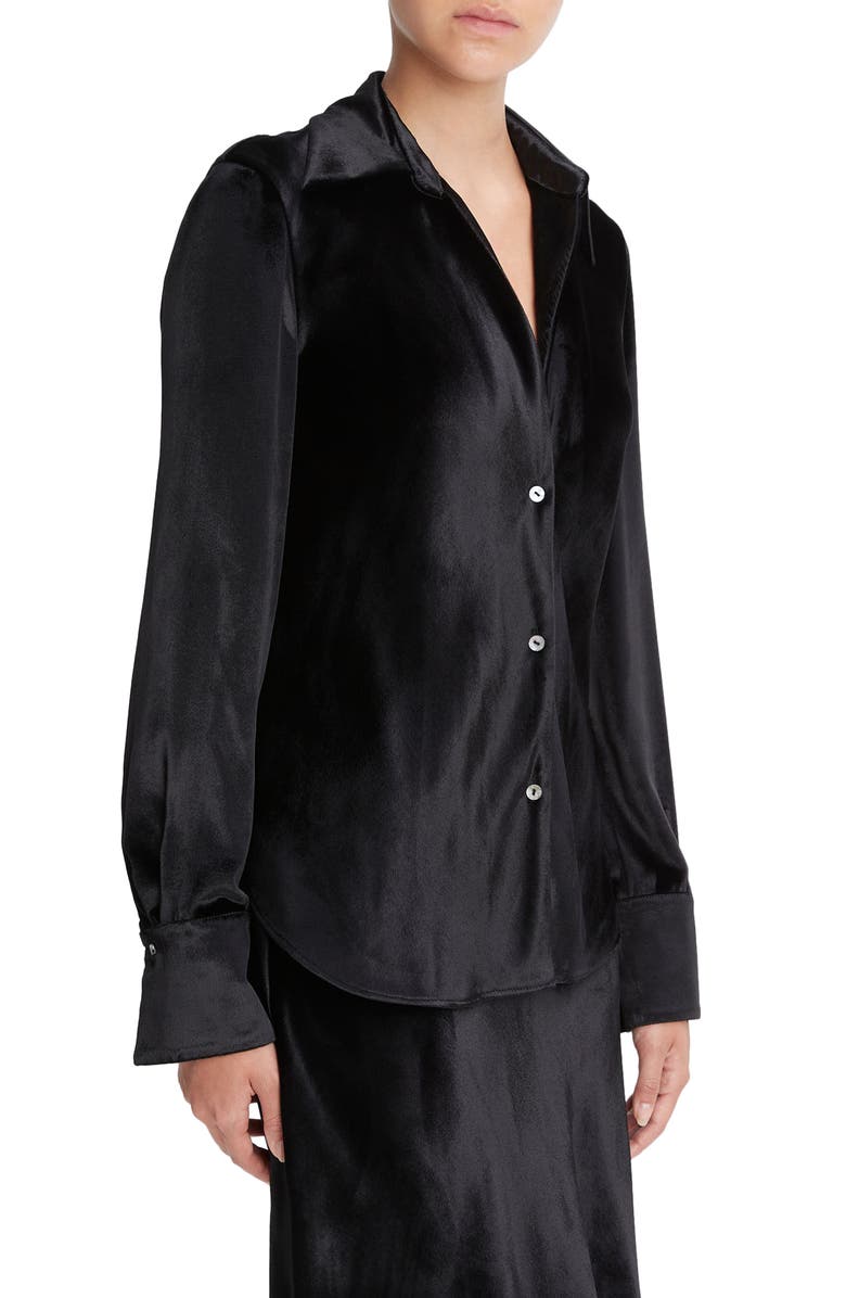 Vince Bias Cut Velvet Blouse, Alternate, color, Black