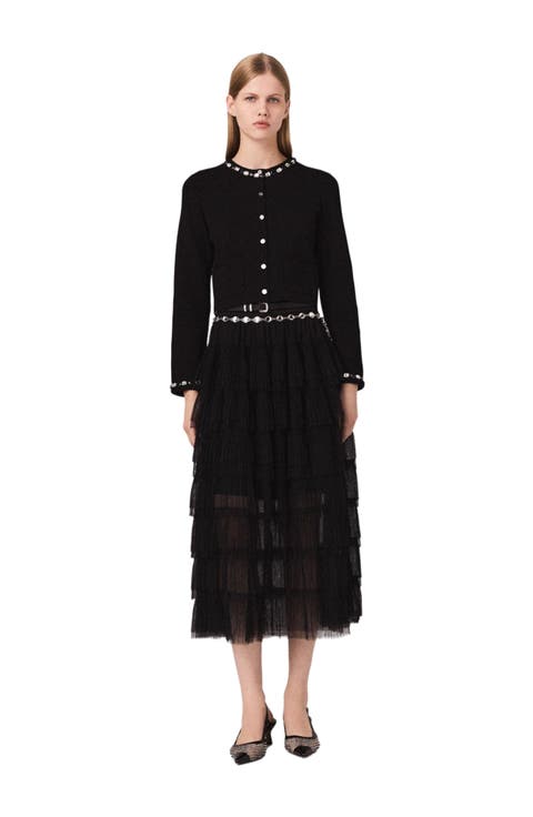 Cropped jewellery detail cardigan