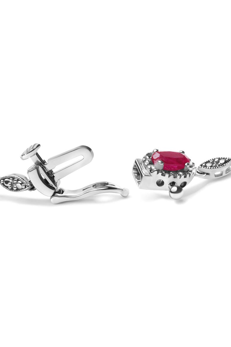 10K White Gold 4.5mm x 3mm Oval Ruby and Diamond Link Bracelet -, Alternate, color, White