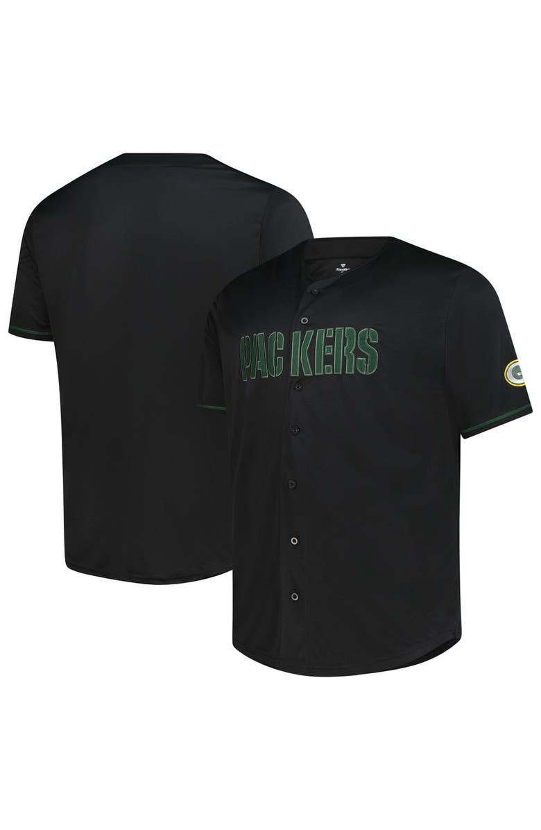 PROFILE Men's Profile Black Green Bay Packers Big & Tall Pop Full-Button Jersey, Main, color, 
