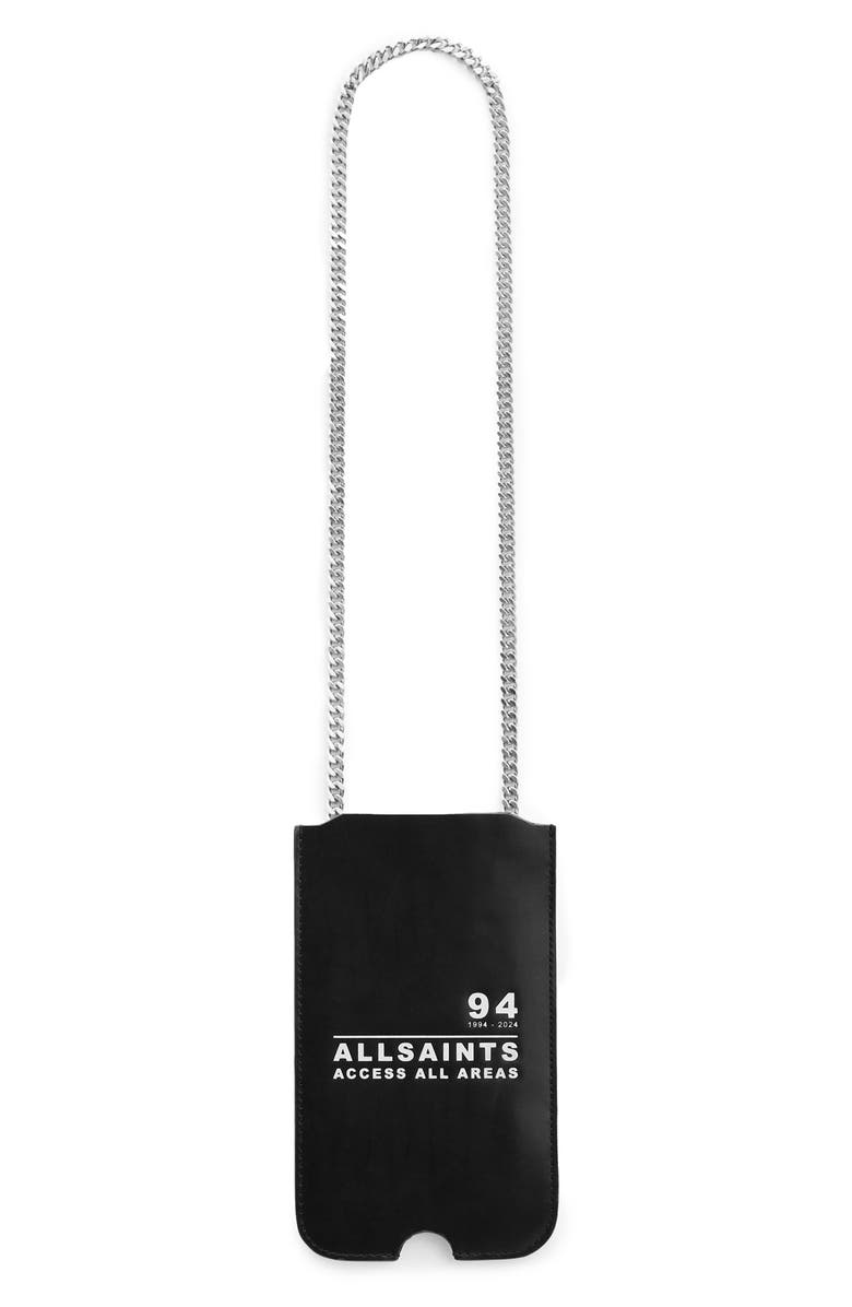 AllSaints Cybelle Access Leather Phone Holder On a Lanyard, Main, color,