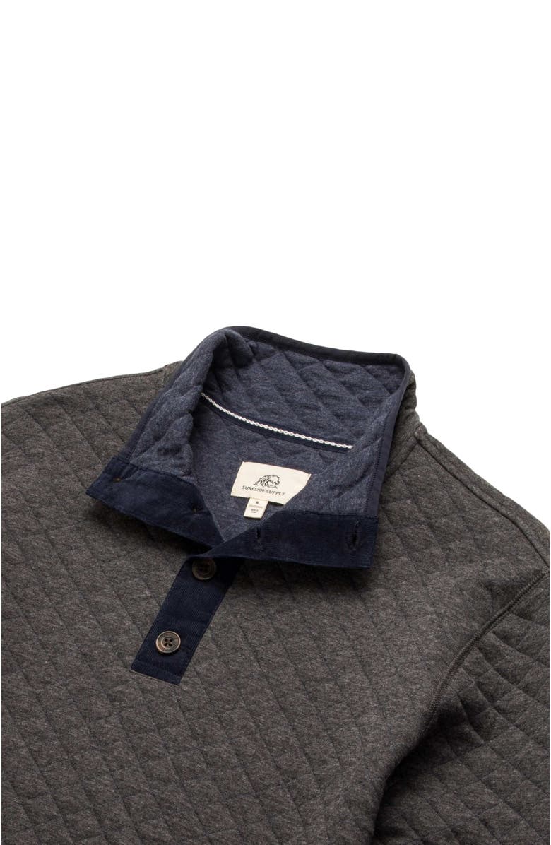 Surfside Supply Co. Ken Quilted Button Mock Neck Sweater, Alternate, color, Charcoal Heather