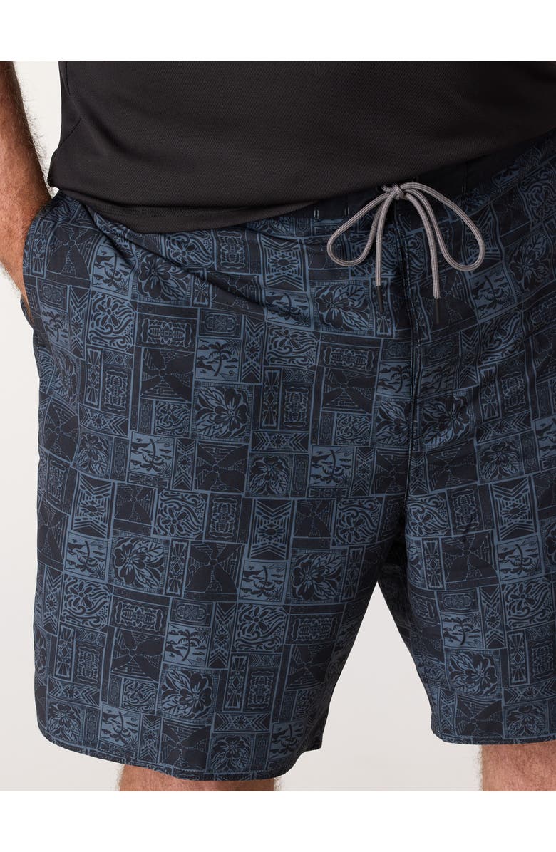 Harbor Bay by DXL Big & Tall Stamp Printed Board Shorts, Alternate, color, Black Multi