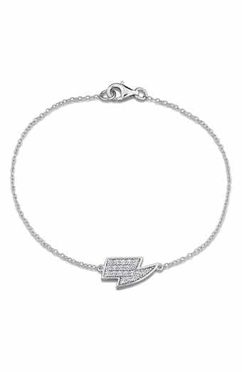 Sterling Silver Lab Created White Sapphire Lightning Bolt Bracelet