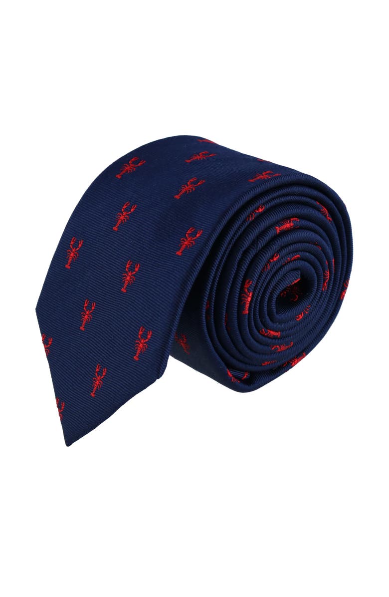 Trafalgar Stonington Lobster Novelty Silk Necktie, Main, color, Navy