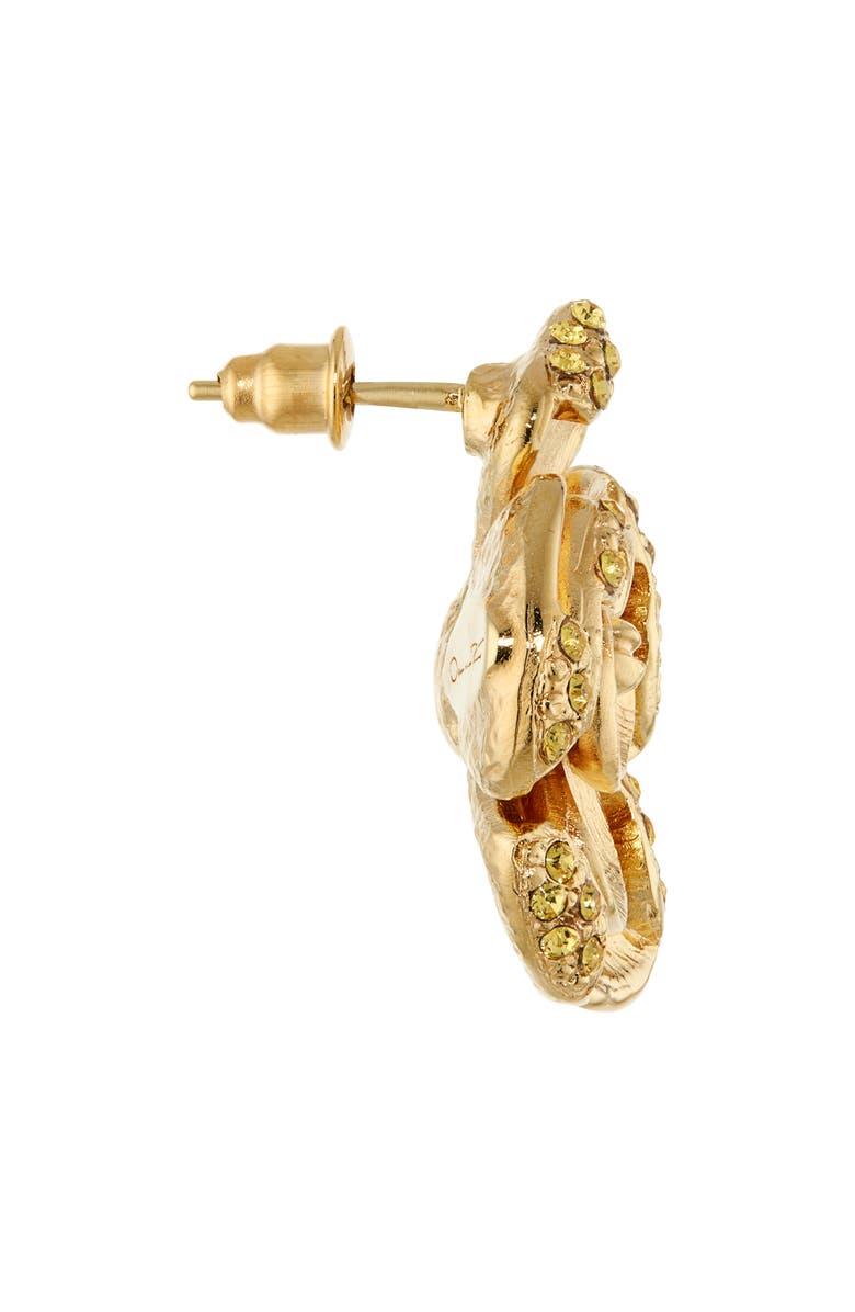 Oscar de la Renta Small Pavé Rose Stud Earrings, Alternate, color, Light Topaz