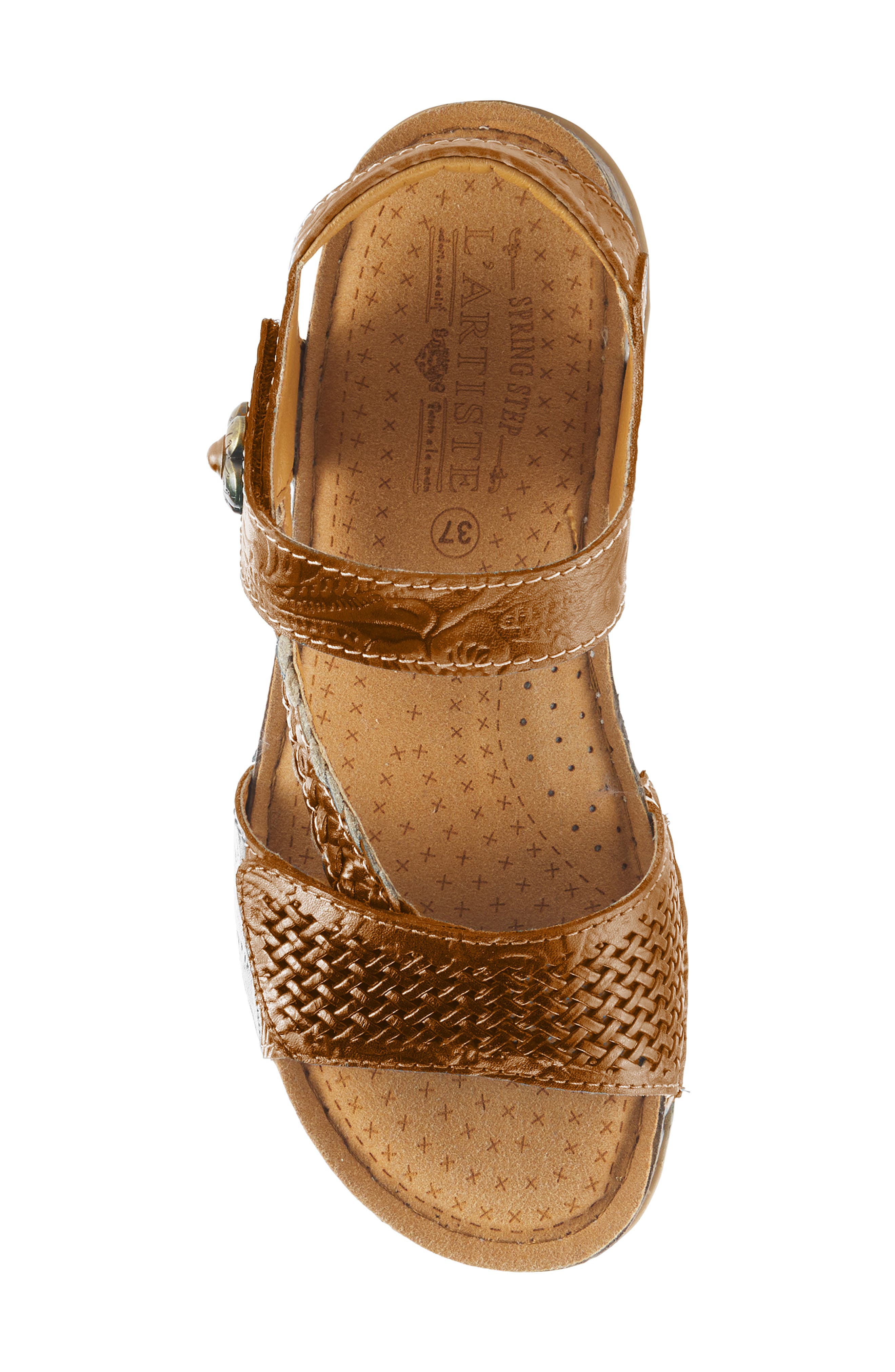 L'Artiste by Spring Step Popular Asymmetric Ankle Strap Sandal, Alternate, color, Camel