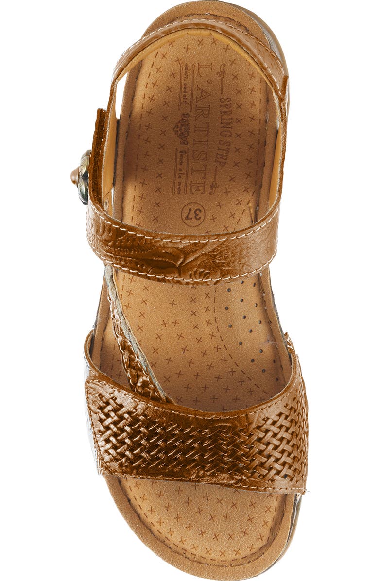 L'Artiste by Spring Step Popular Asymmetric Ankle Strap Sandal, Alternate, color, Camel