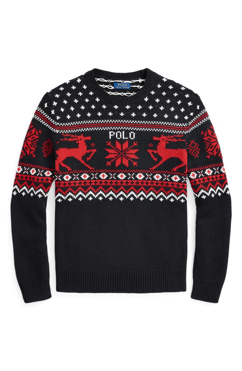 Polo Ralph Lauren Reindeer Cotton & Cashmere Sweater, Alternate, color,
