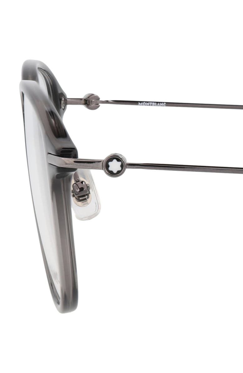 Montblanc 51mm Round Optical Glasses, Alternate, color, Grey Ruthenium Transparent
