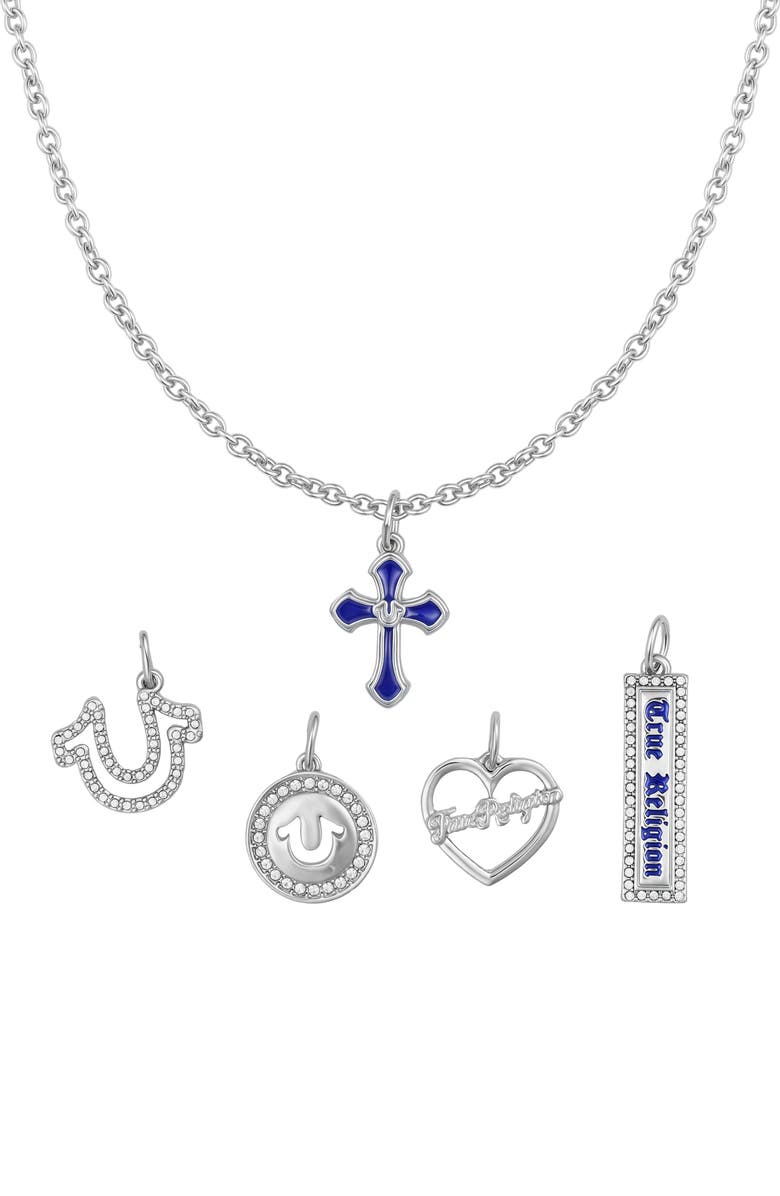 True Religion Interchangeable Charm Necklace Set, Alternate, color, Silver Tone