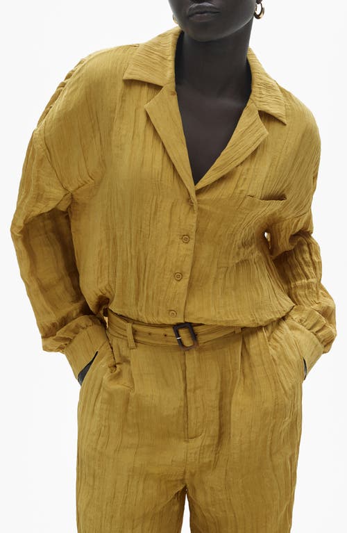 Mango Textured Button-up Shirt In Mustard
