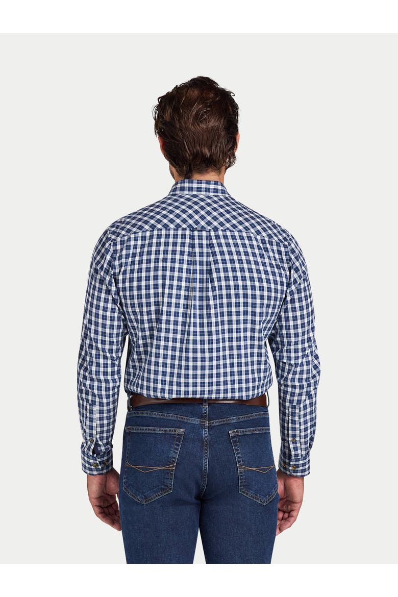 Mod Check Brushed Cotton Twill Shirt, Alternate, color, Navy