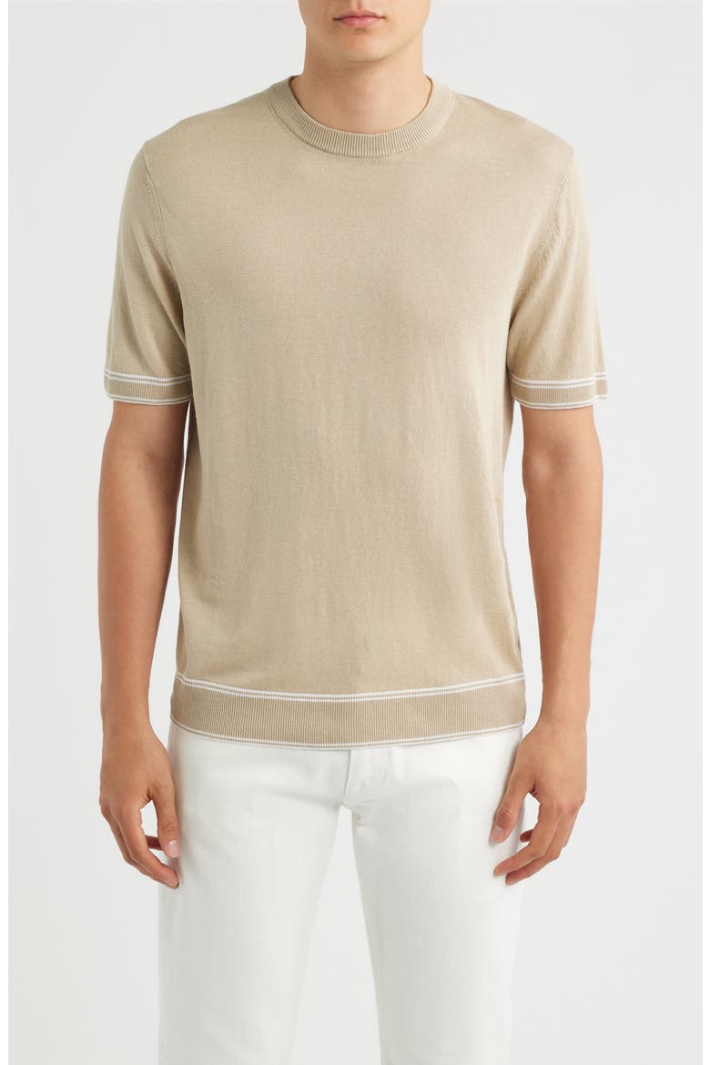 Norberto Linen Blend Short Sleeve Sweater, Main, color, OPEN BEIGE