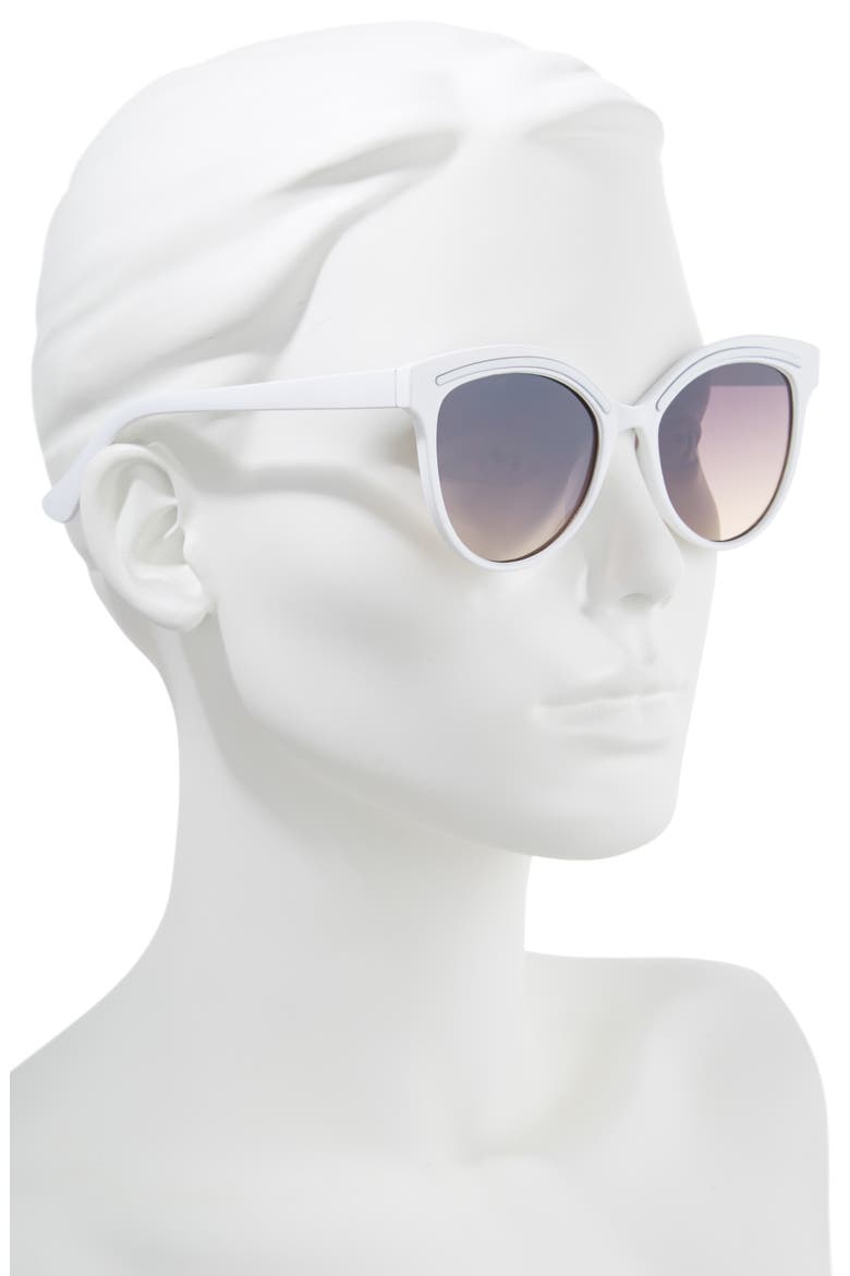 59mm Metallic Accent Cat Eye Sunglasses, Alternate, color, WHITE