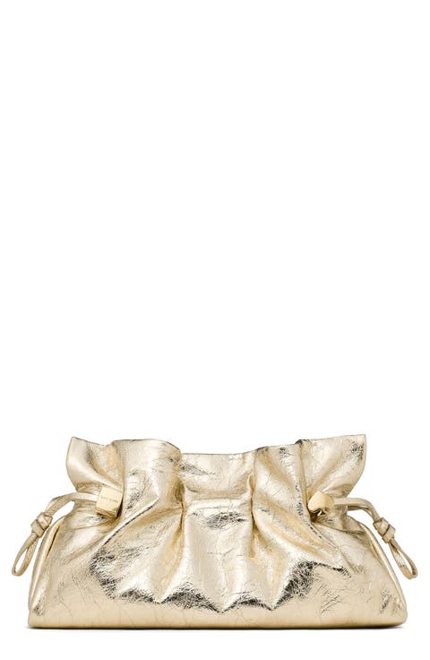 rio leather metallic clutch