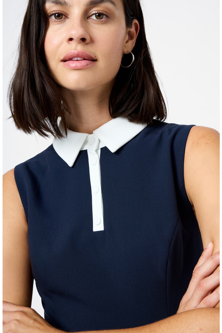 Azra Contrast Detail Sleeveless Twill Minidress, Alternate, color, MARINE-SUMMER WHITE