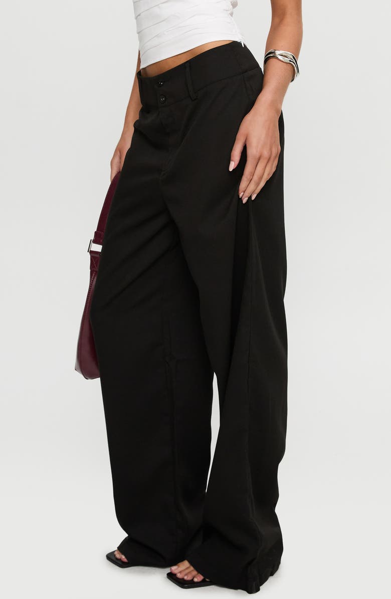 Princess Polly Alaina Low Rise Wide Leg Pants, Alternate, color, Black