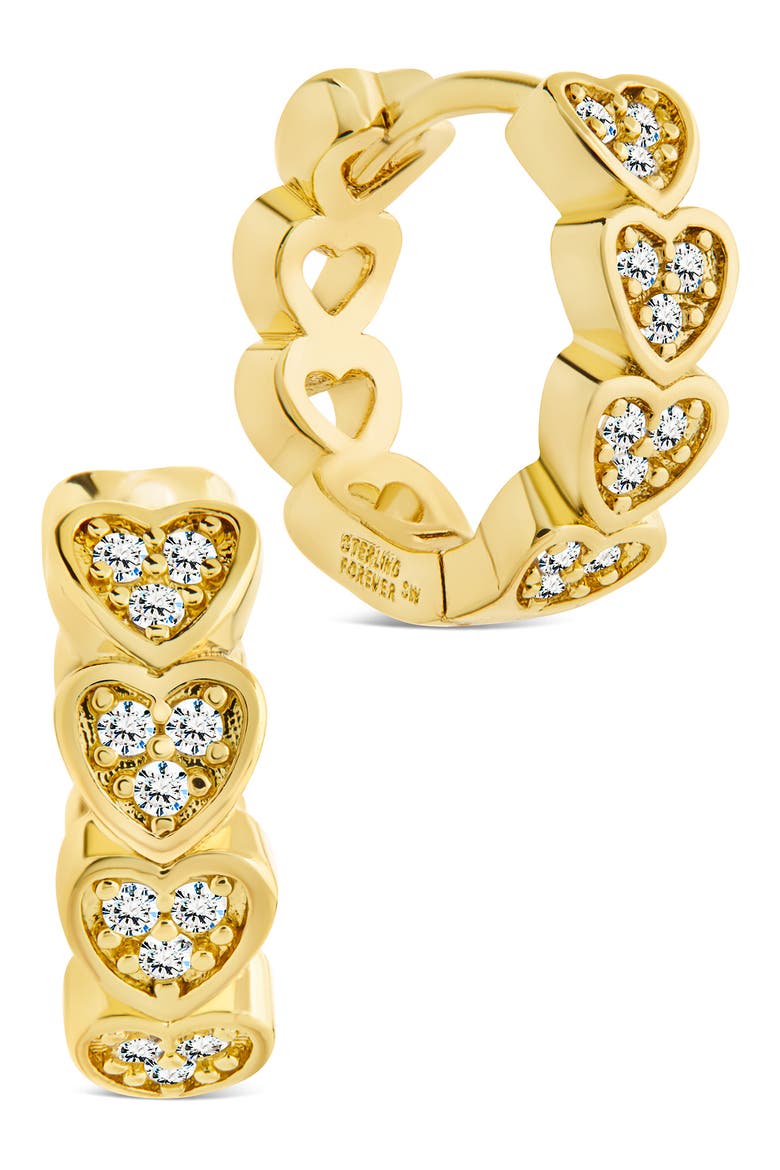 Linna Cubic Zirconia Heart Micro Hoop Earrings, Main, color, GOLD