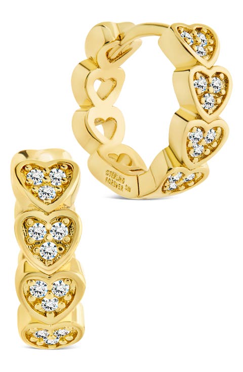 Linna Cubic Zirconia Heart Micro Hoop Earrings