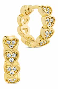 Sterling Forever Linna Cubic Zirconia Heart Micro Hoop Earrings
