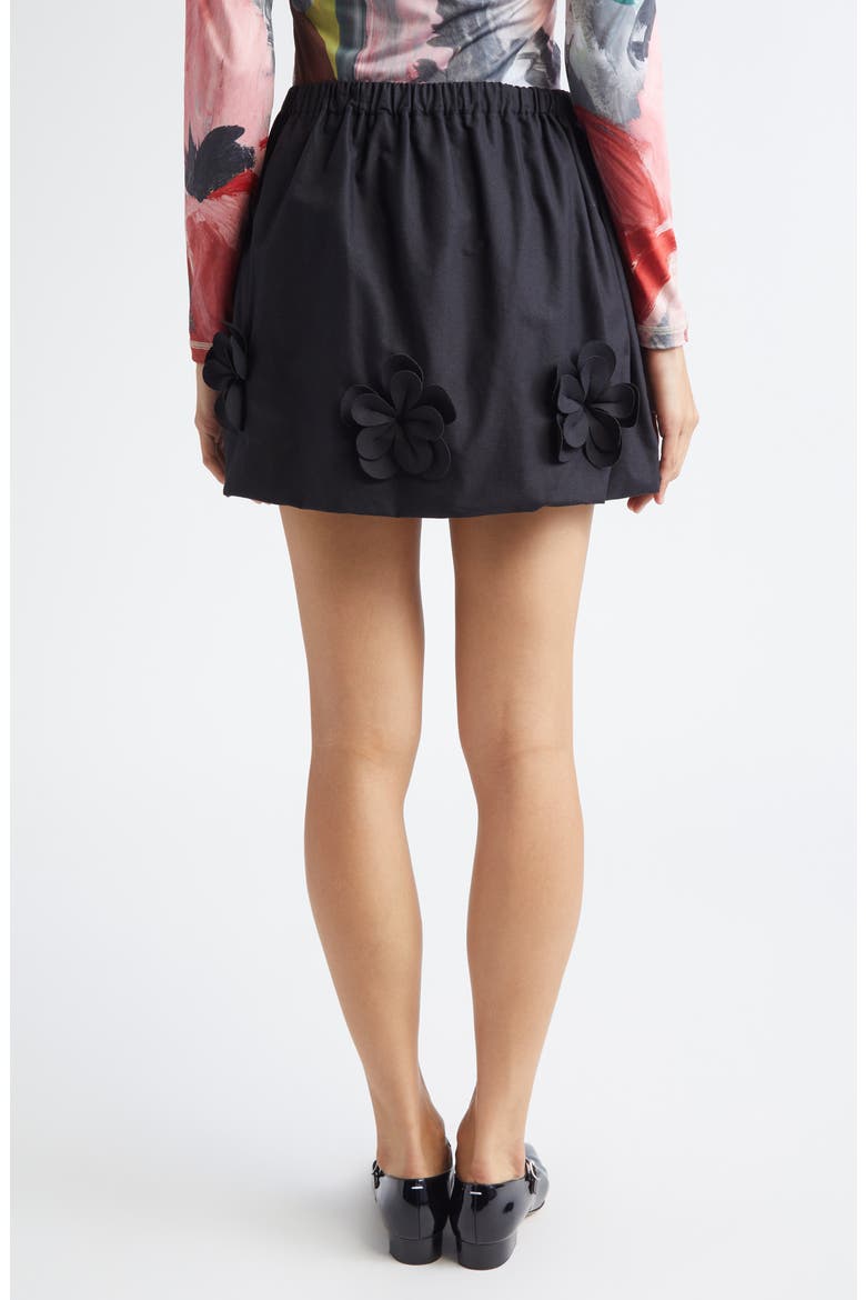 Floral Applique Organic Cotton Miniskirt, Alternate, color, JET BLACK
