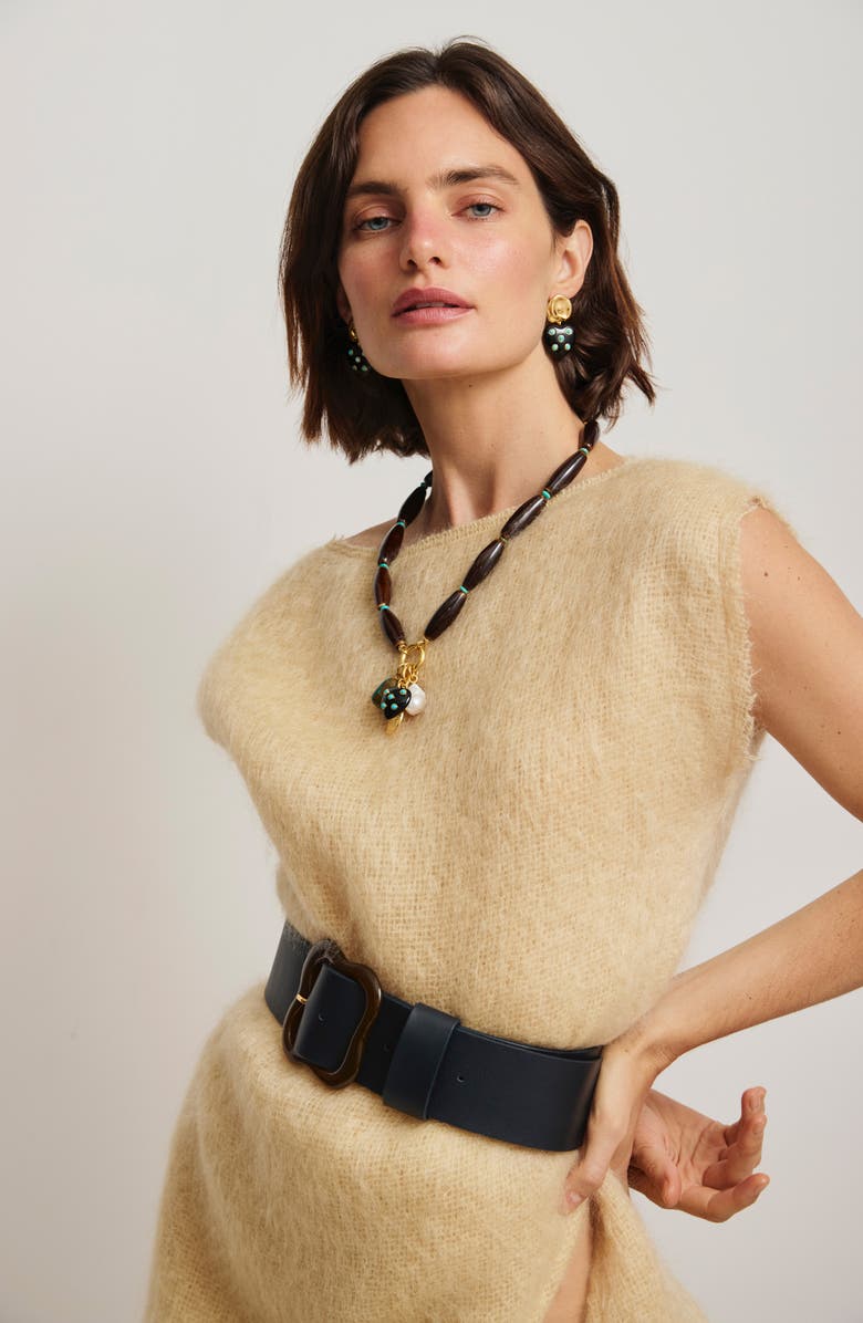 Lizzie Fortunato Marilla Beaded Charm Necklace, Alternate, color, Brown Multi